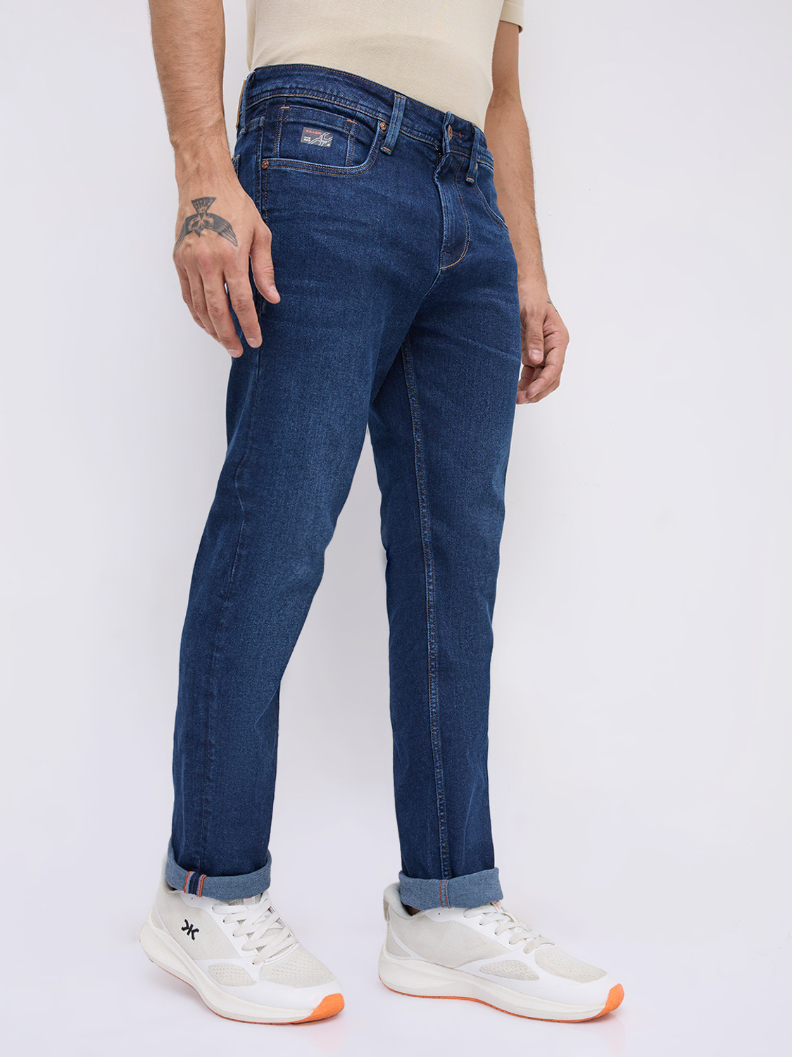 Image of KILLER Men Slim Mid Rise Dark Blue Jeans