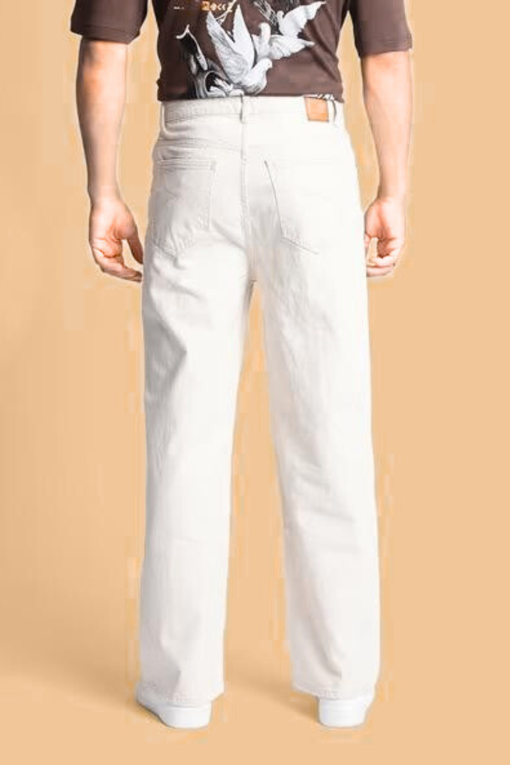 Image of M Q Relaxed Fit Men Beige Jeans