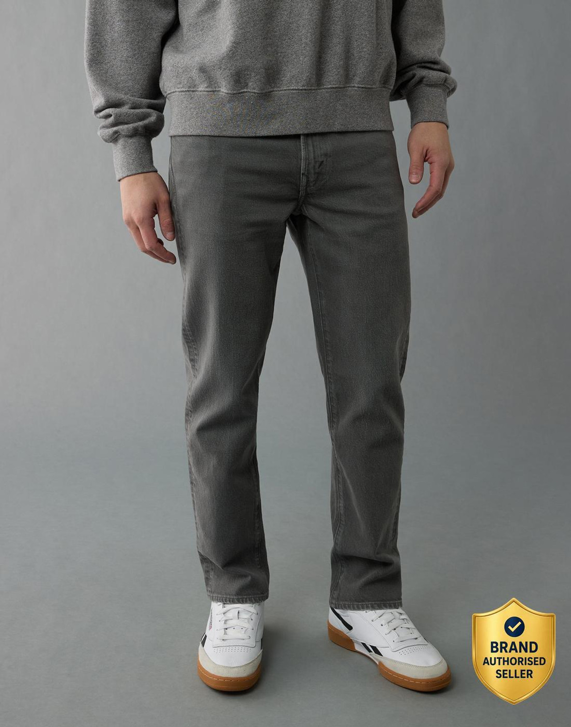 Image of American Eagle Straight Fit Men Grey Jeans