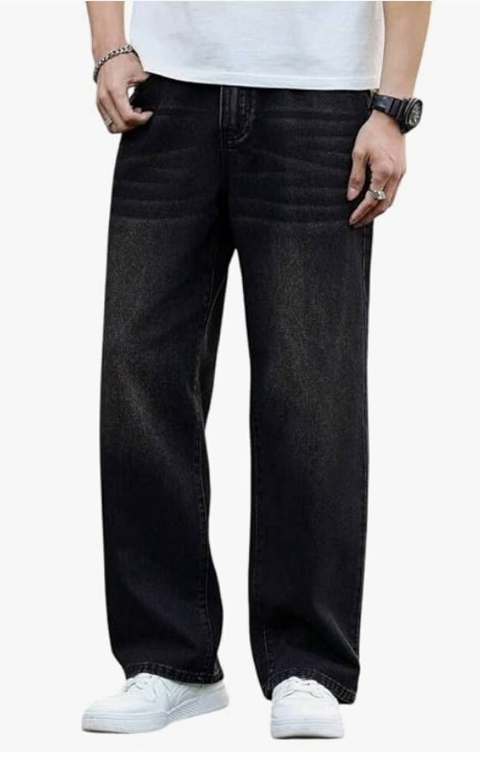 HARYE Straight Fit Black Jeans for Men - Image 1