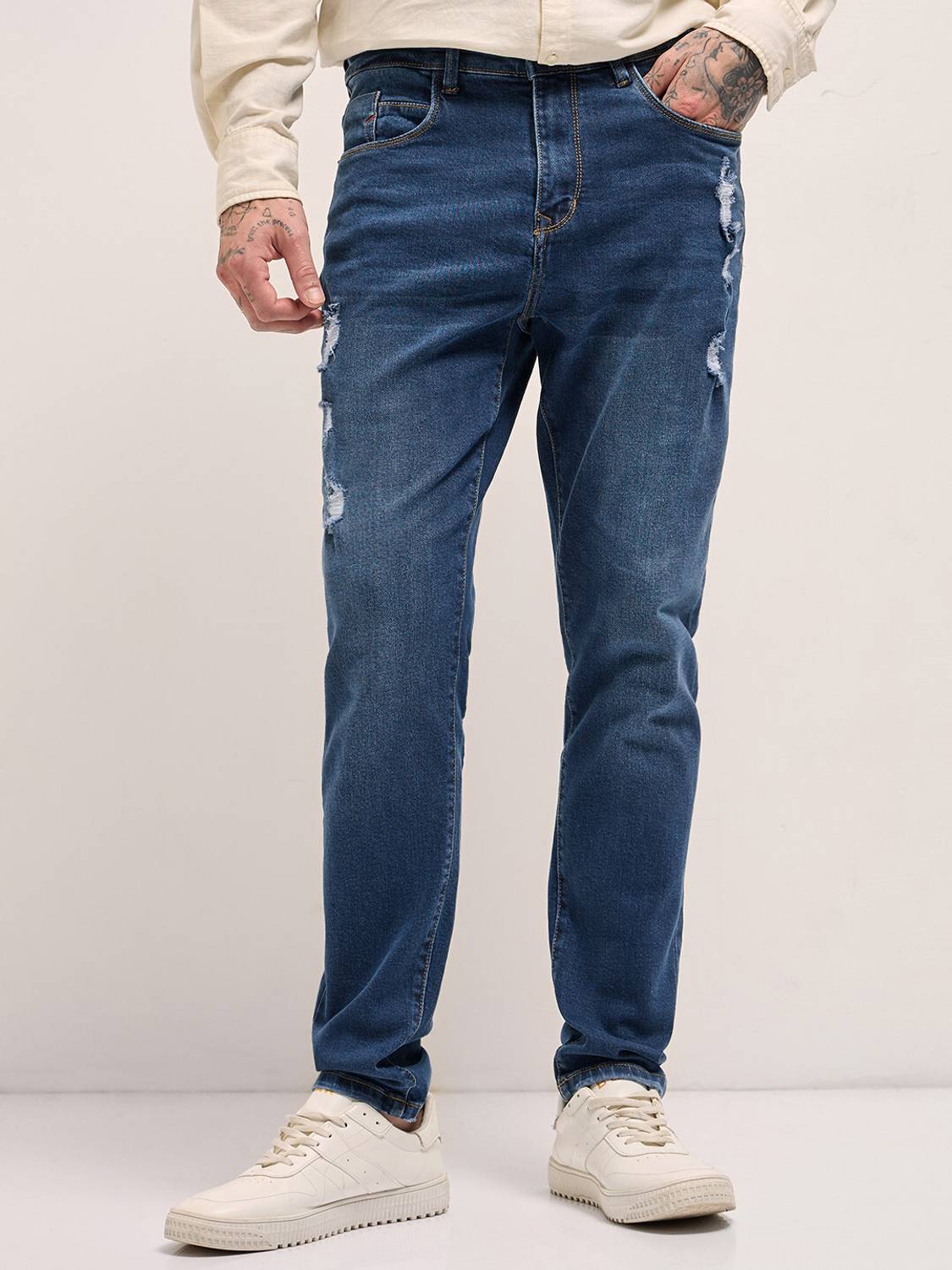 THE BEAR HOUSE Slim Men Blue Jeans