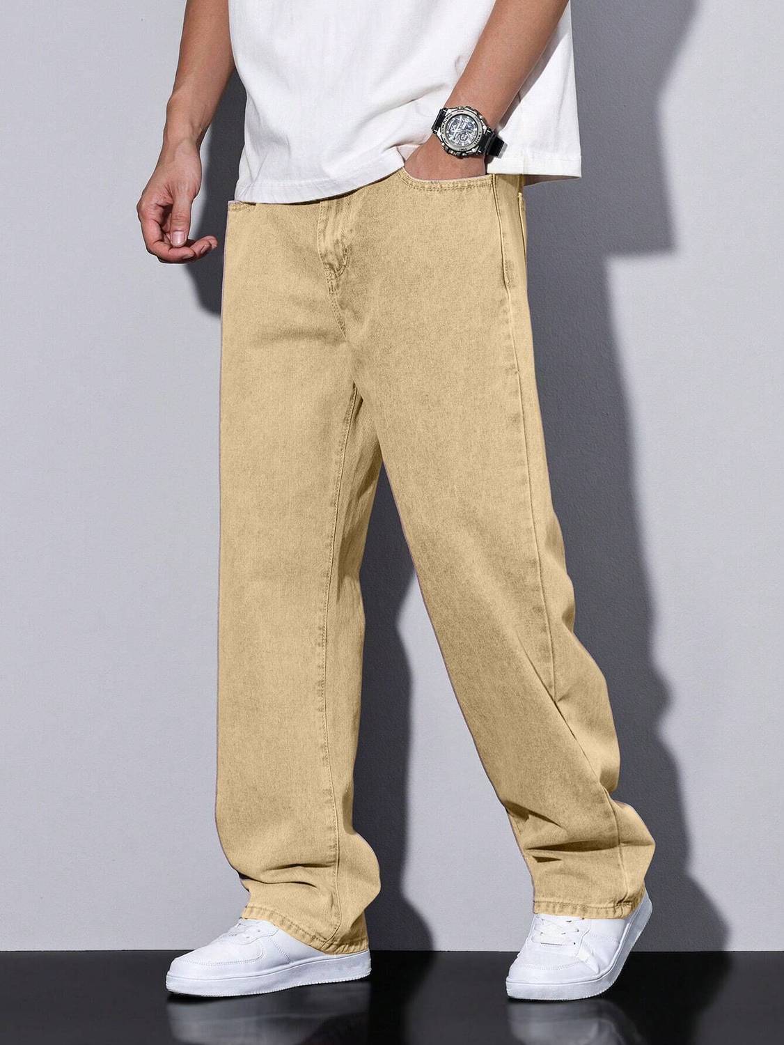 METRONAUT Straight Fit Men Beige Jeans - Image 4