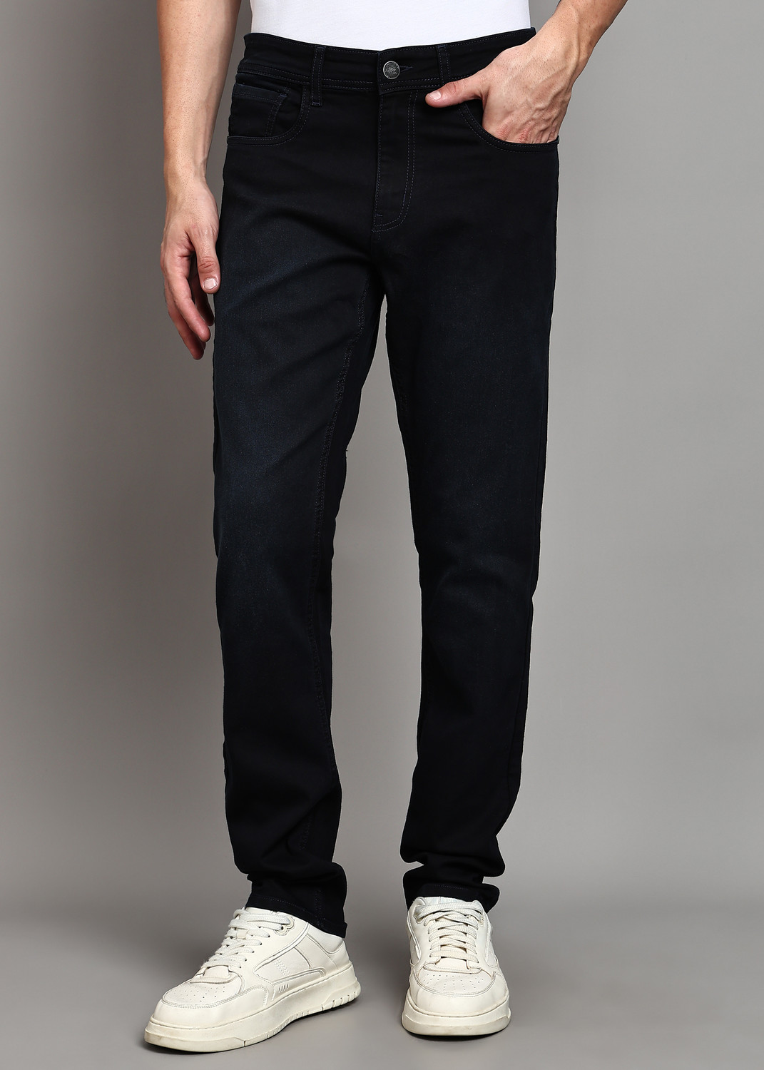 Image of PETER ENGLAND Tapered Fit Men Dark Blue Jeans
