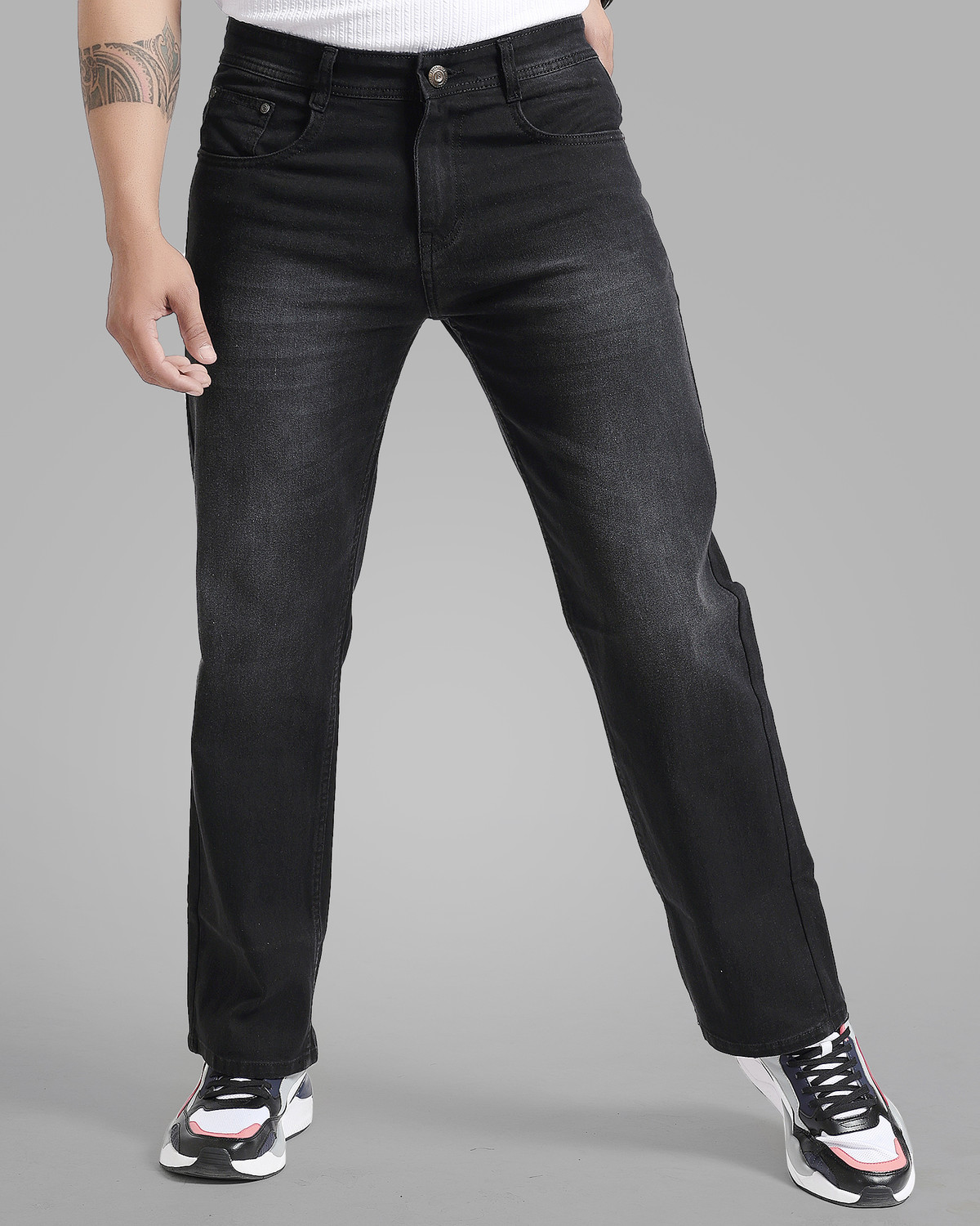 Image of METRONAUT Straight Fit Men Black Jeans