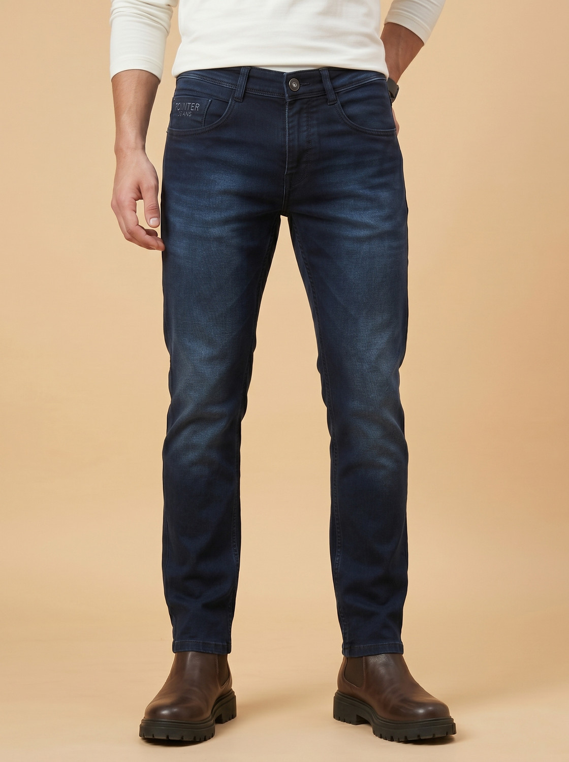 Image of Pointer Straight Fit Men Dark Blue Jeans
