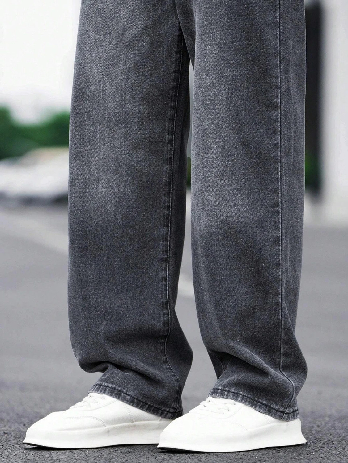 Image of Fakwins Loose Fit Men Dark Grey Jeans