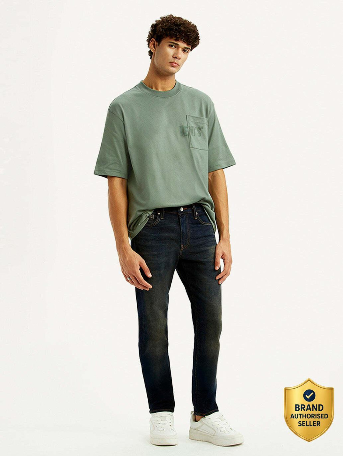 Image of LEVI'S Men Slim Mid Rise Dark Blue Jeans