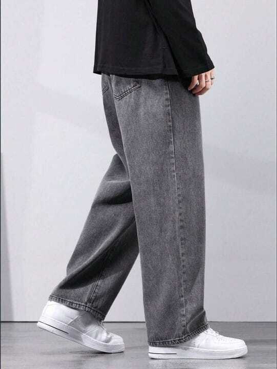 Image of Wanted Straight Fit Men Grey Jeans