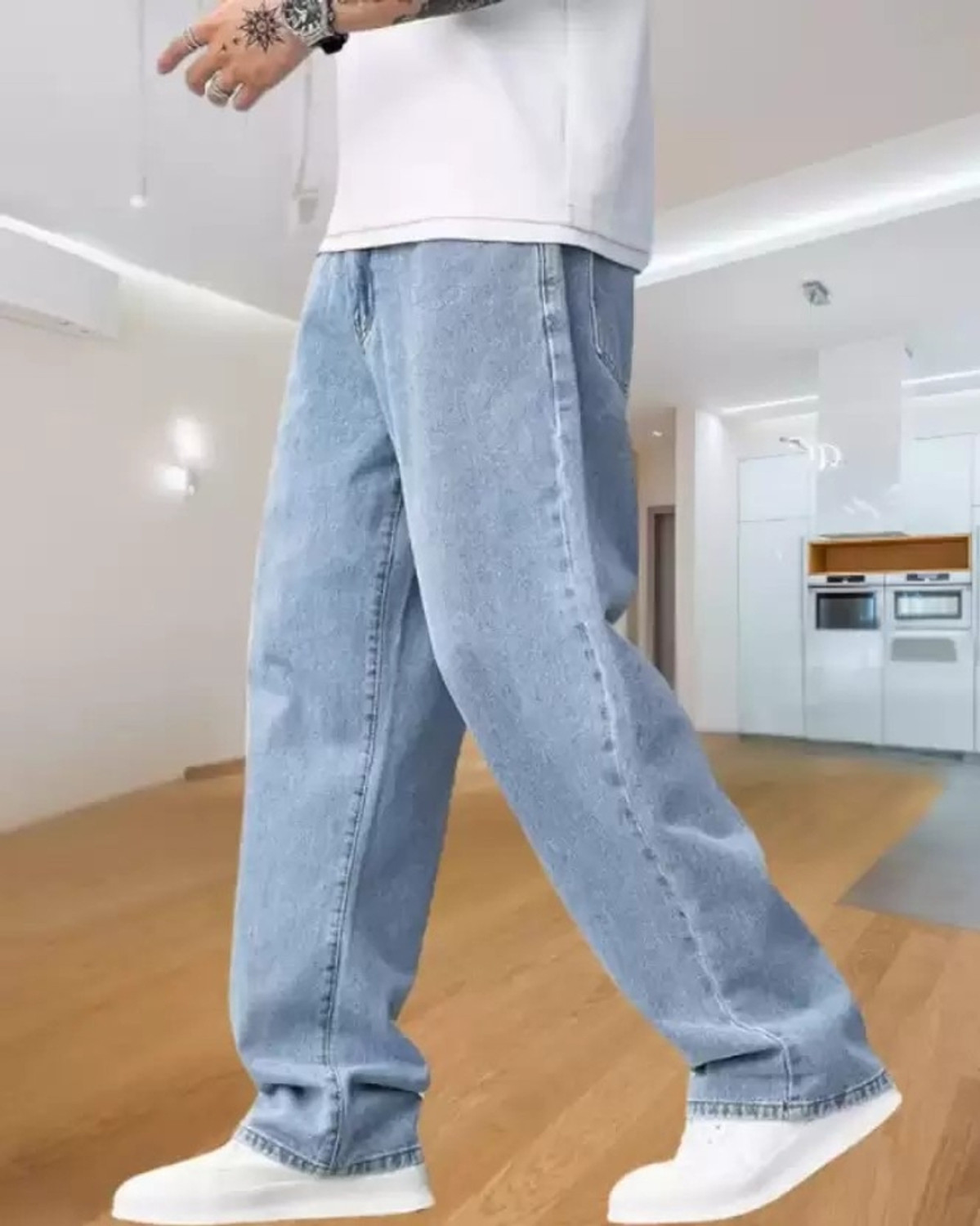 Image of Playfeel Loose Fit Men Light Blue Jeans