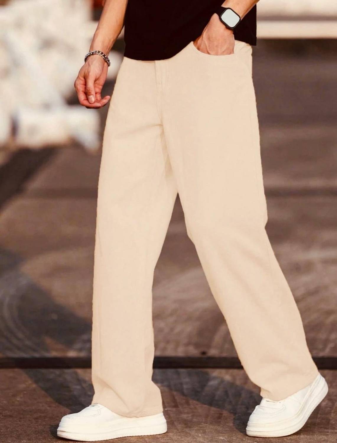 DASHING Loose Fit Men Beige Jeans - Image 4