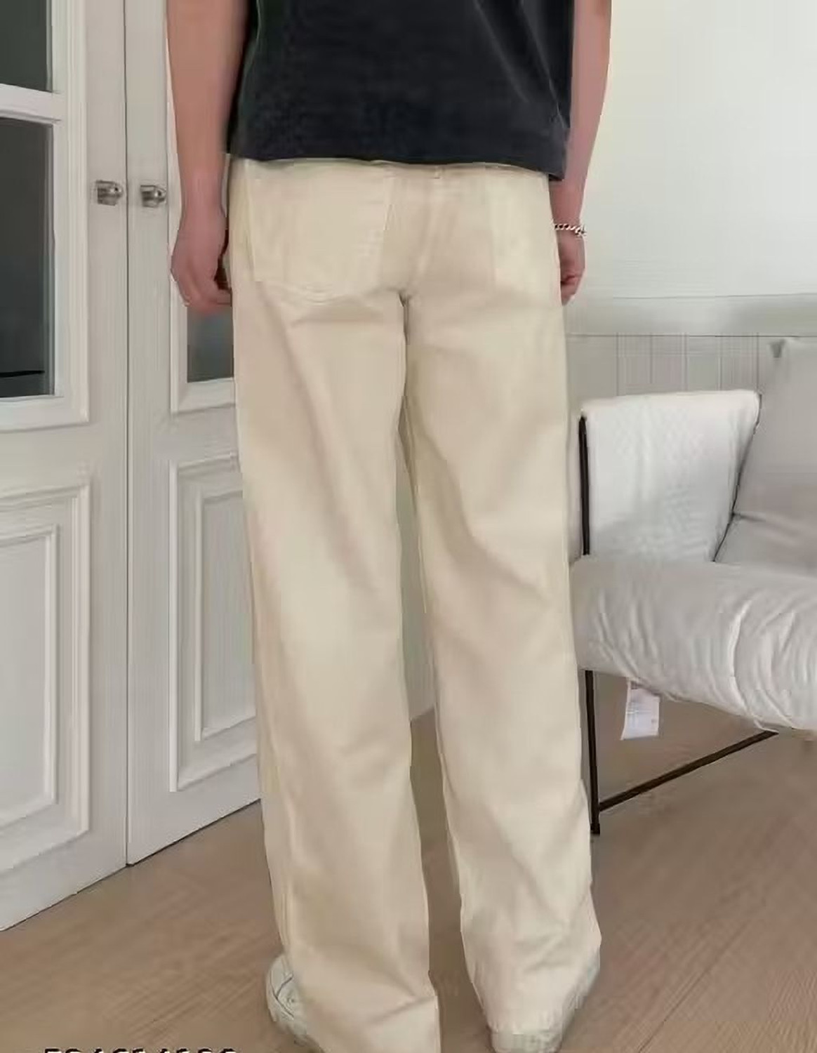 Image of Aamishfashion Straight Fit Men Beige Jeans
