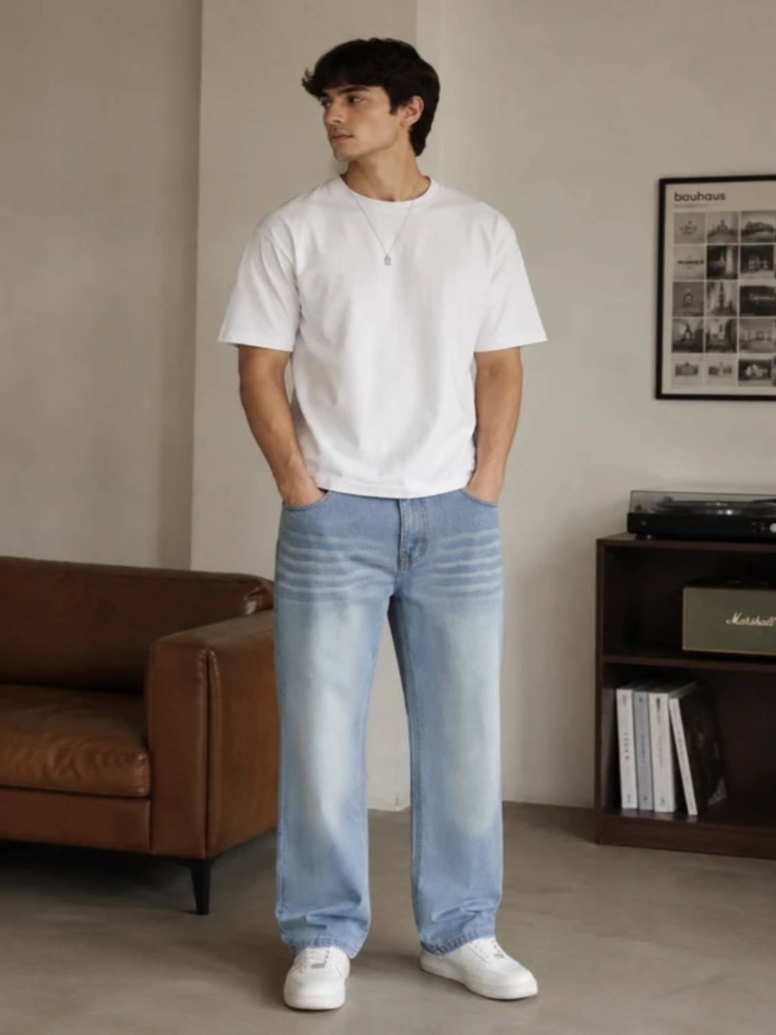 BOLD & BARE Baggy Fit Men Light Blue Jeans - Image 3