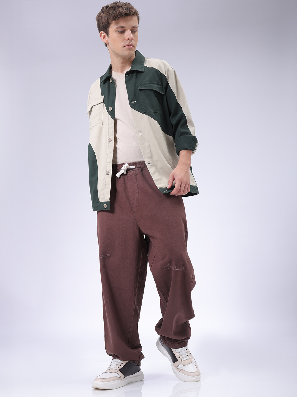 Image of The Indian Garage Co. Loose Fit Men Brown Jeans