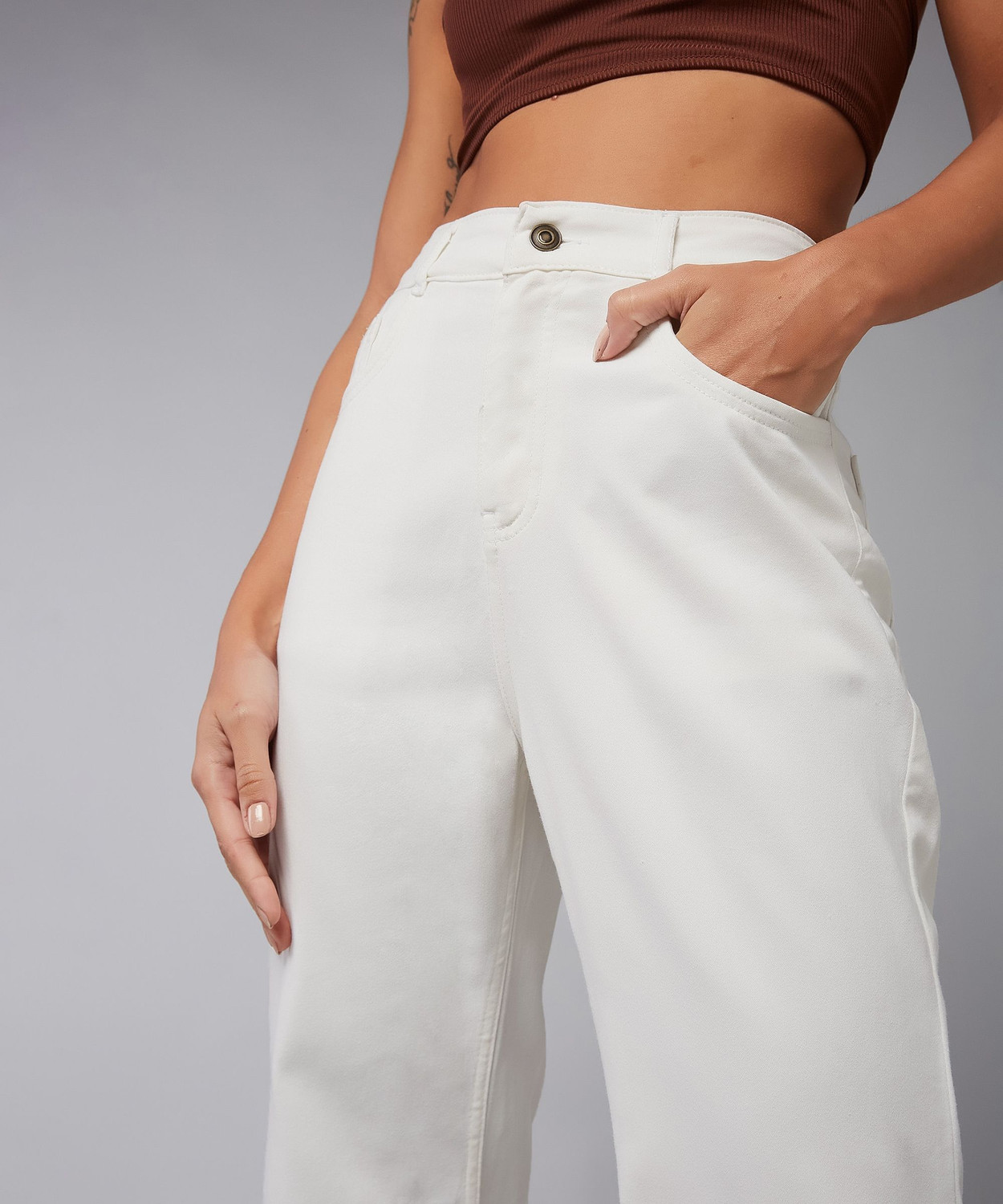 Image of DOLCE CRUDO Boot-Leg Women White Jeans