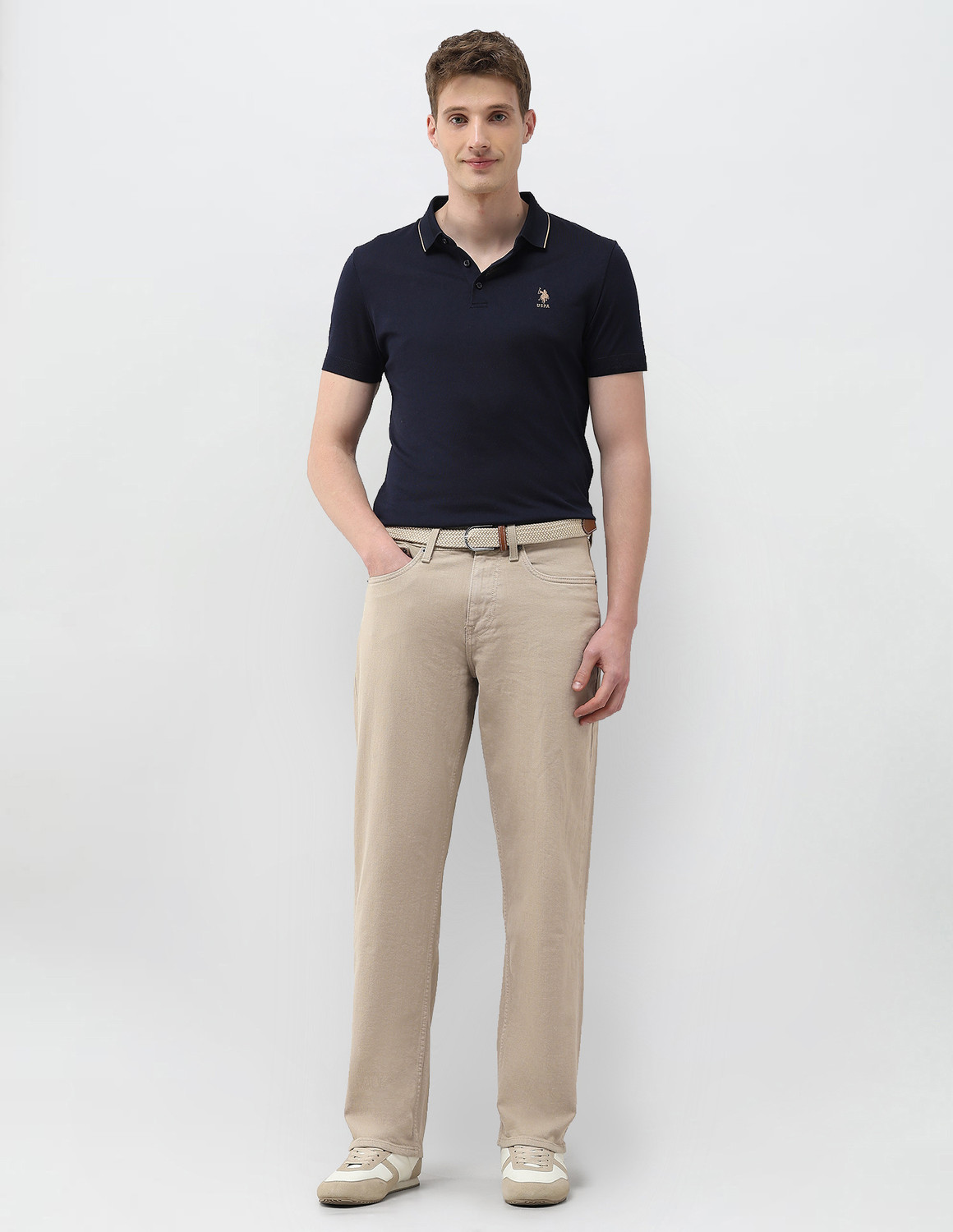 Image of U.S. Polo Assn. Denim Co. Relaxed Fit Men Beige Jeans