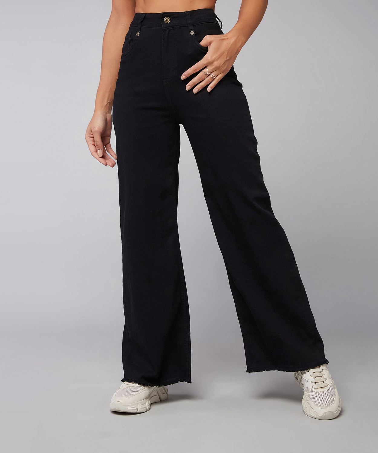 Image of DOLCE CRUDO Flared Women Black Jeans