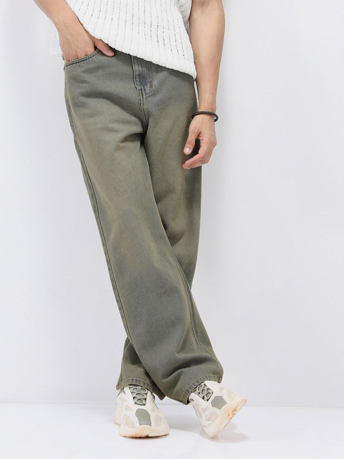 Urbano Fashion Loose Fit Men Dark Green Jeans