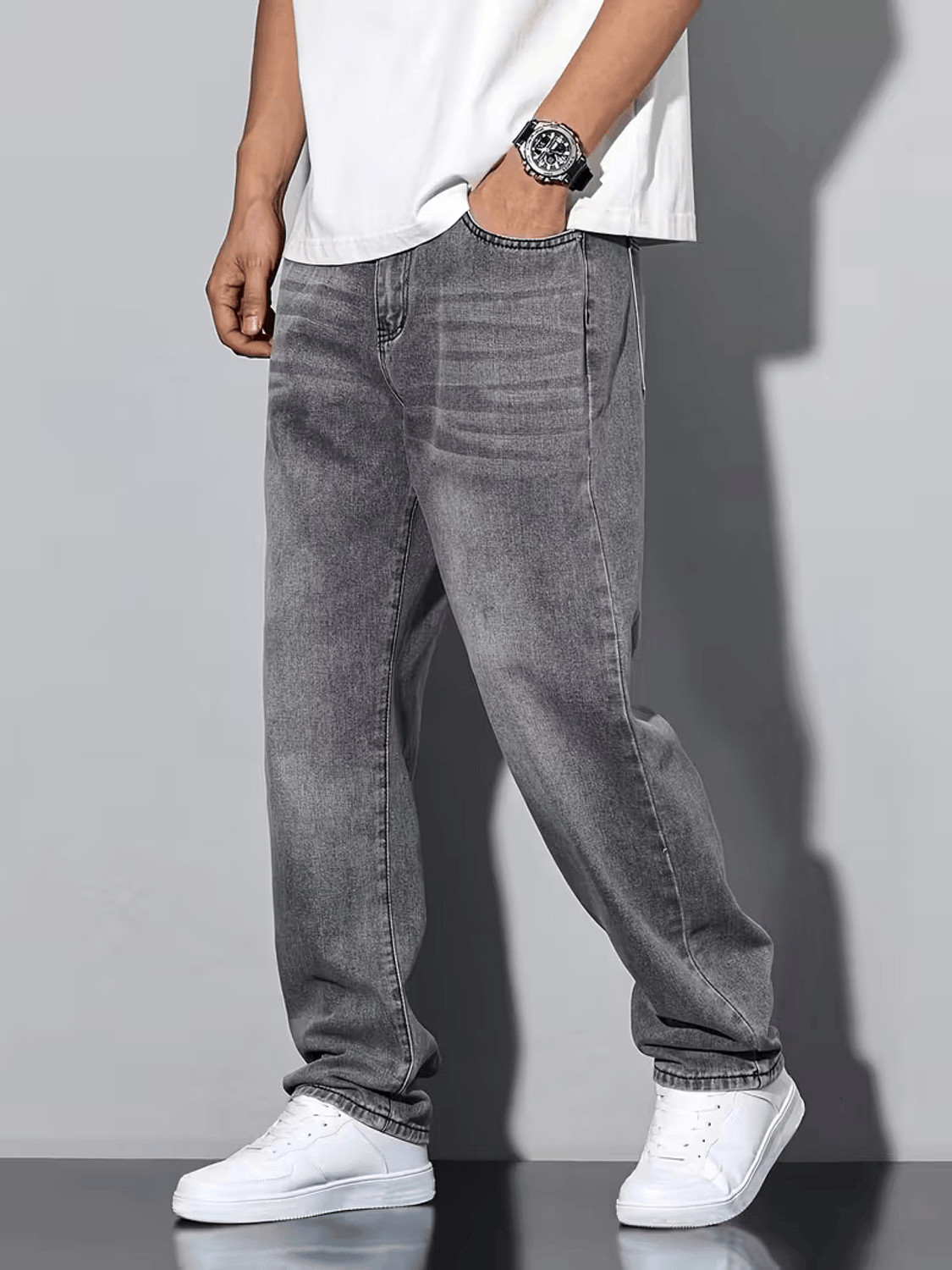 Image of JAARA Straight Fit Men Grey Jeans