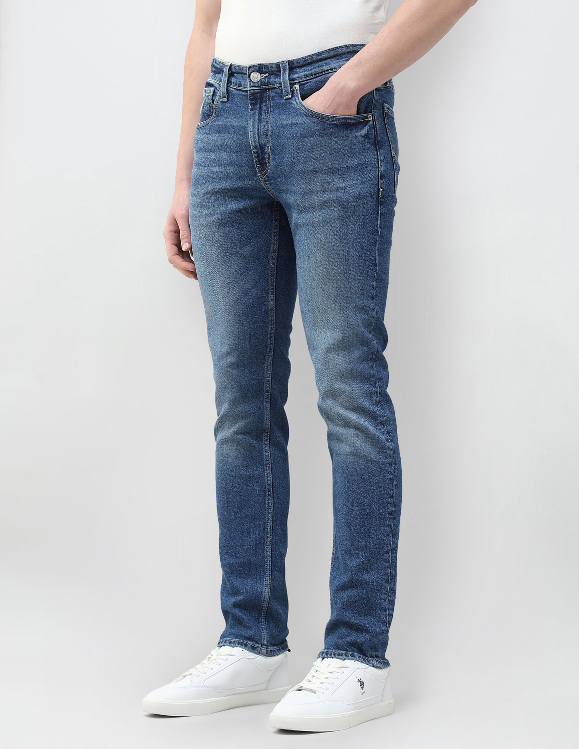 Image of U.S. Polo Assn. Denim Co. Tapered Fit Men Blue Jeans