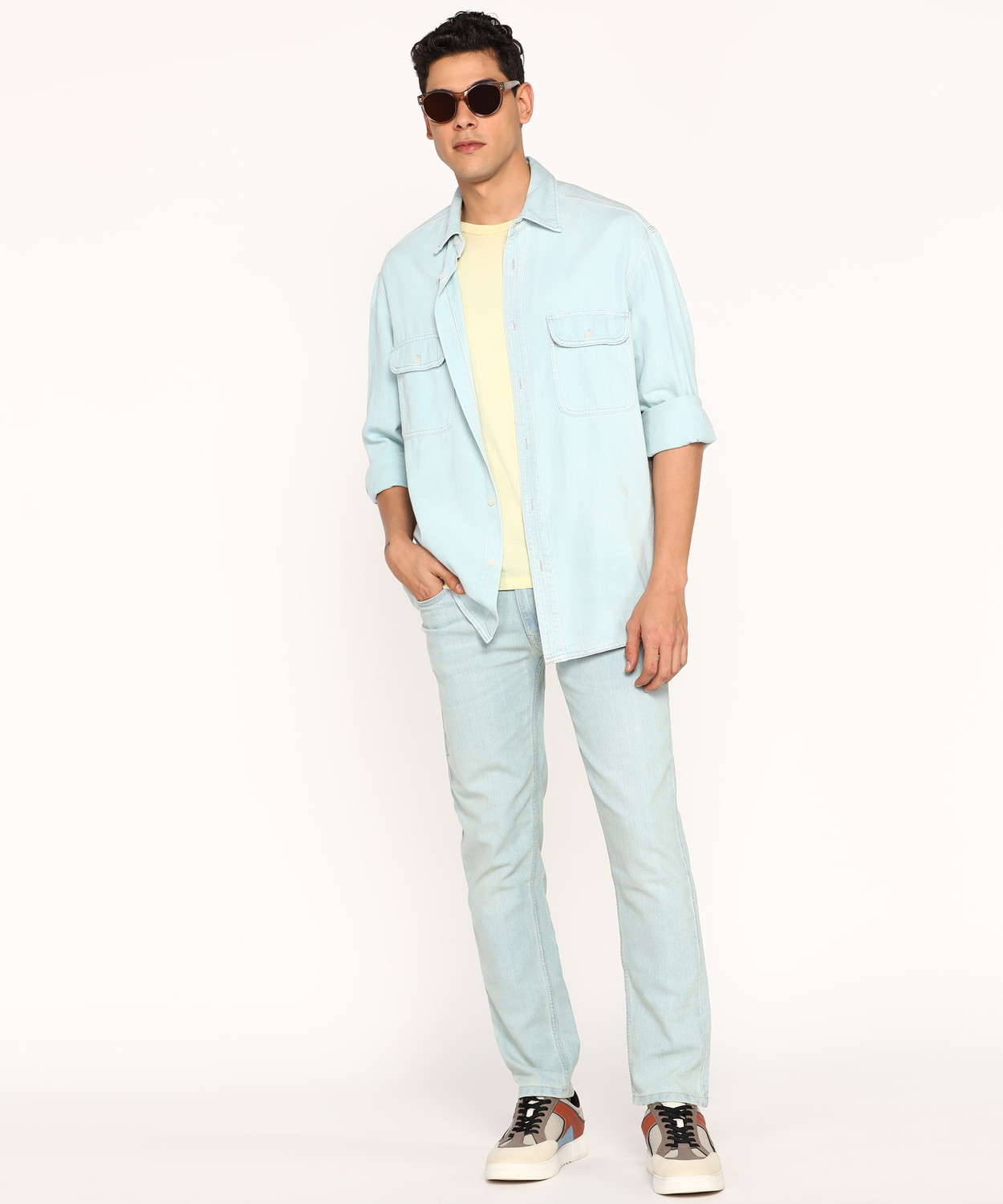 Image of The Indian Garage Co. Regular Men Light Blue Jeans
