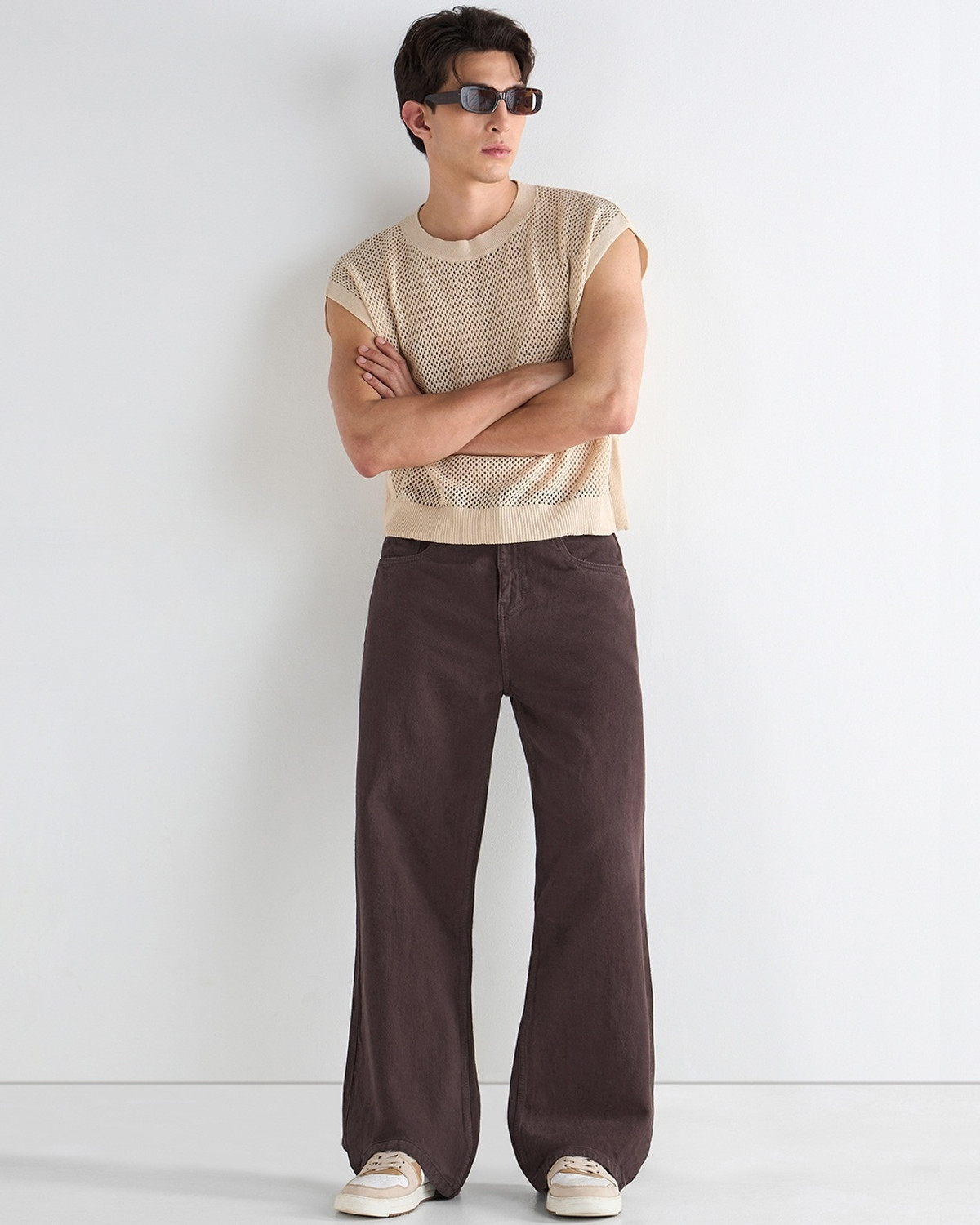 Image of BEWAKOOF Baggy Loose Fit Men Brown Jeans