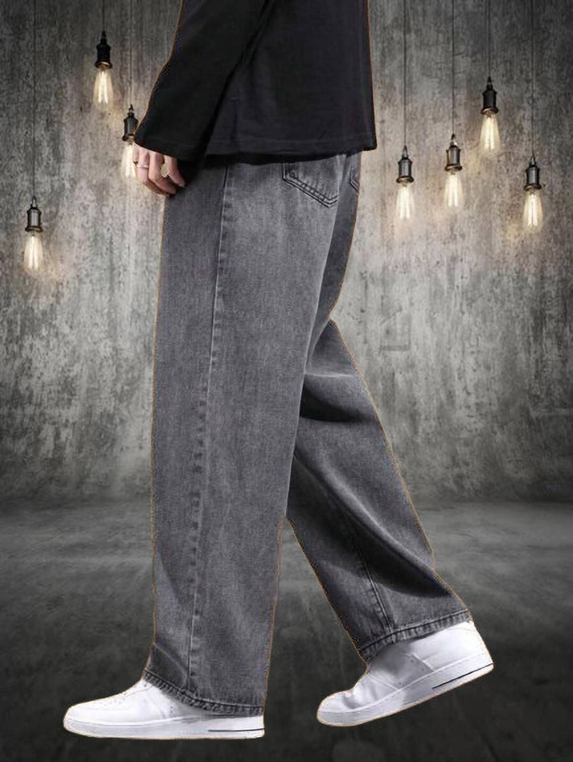 StarForWell Loose Fit Men Grey Jeans - Image 4