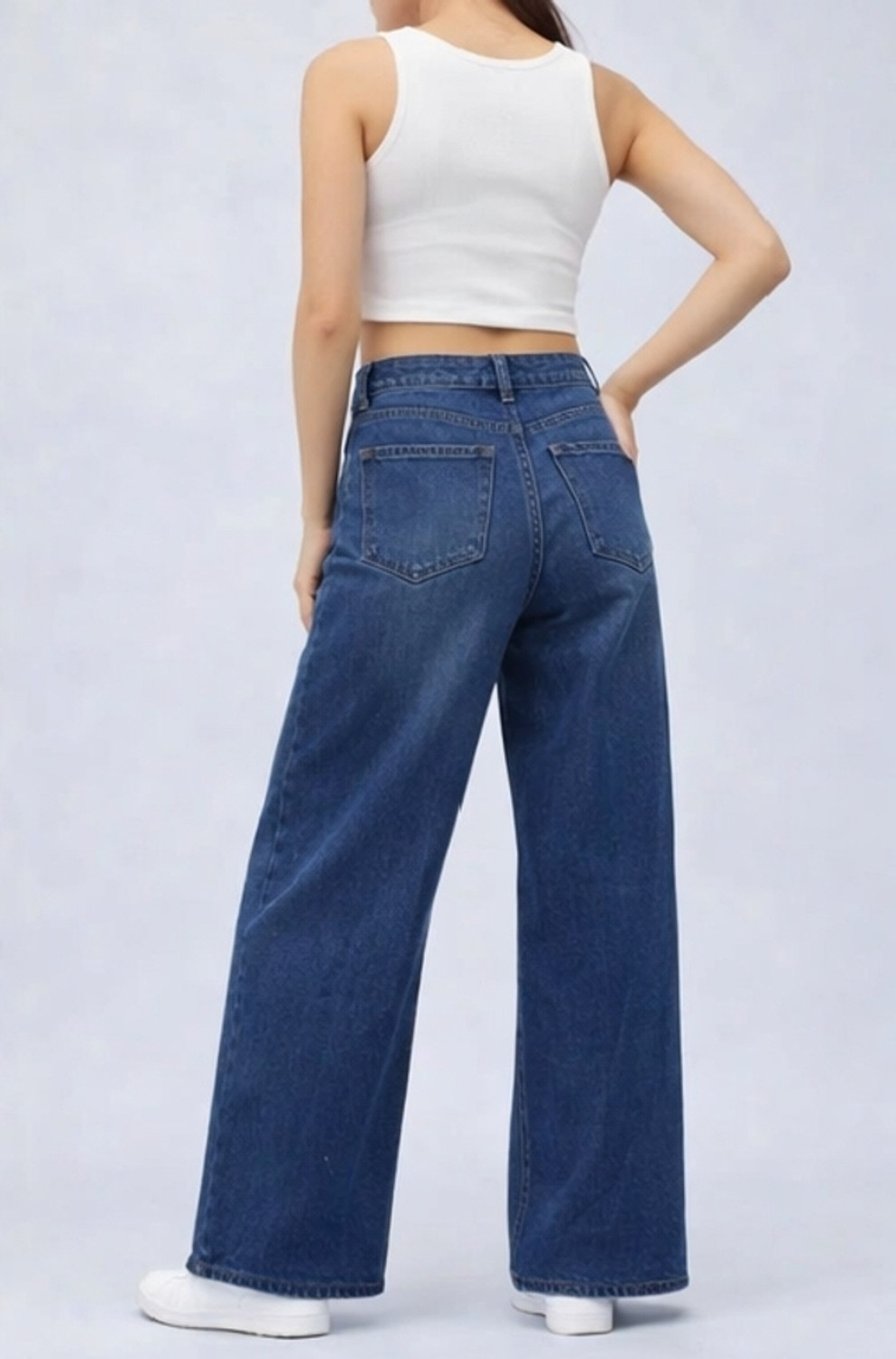 Image of MERCEL Wide Leg Women Blue Jeans