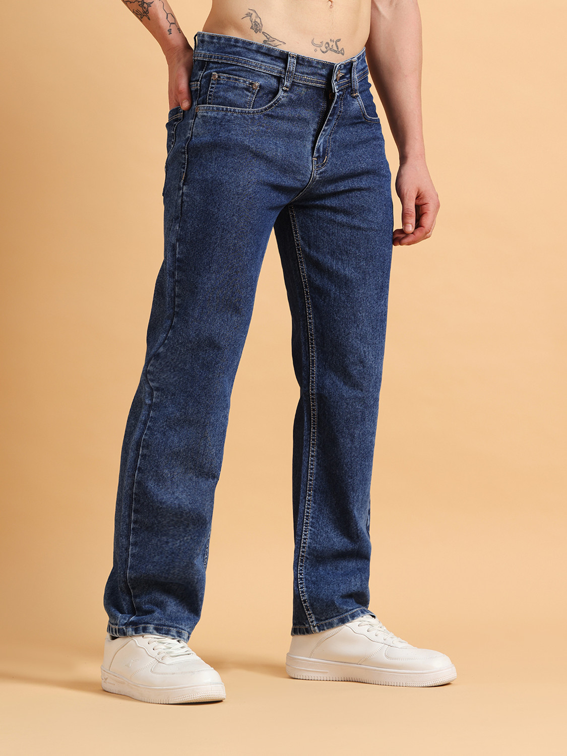 Image of BREXX Straight Fit Men Dark Blue Jeans