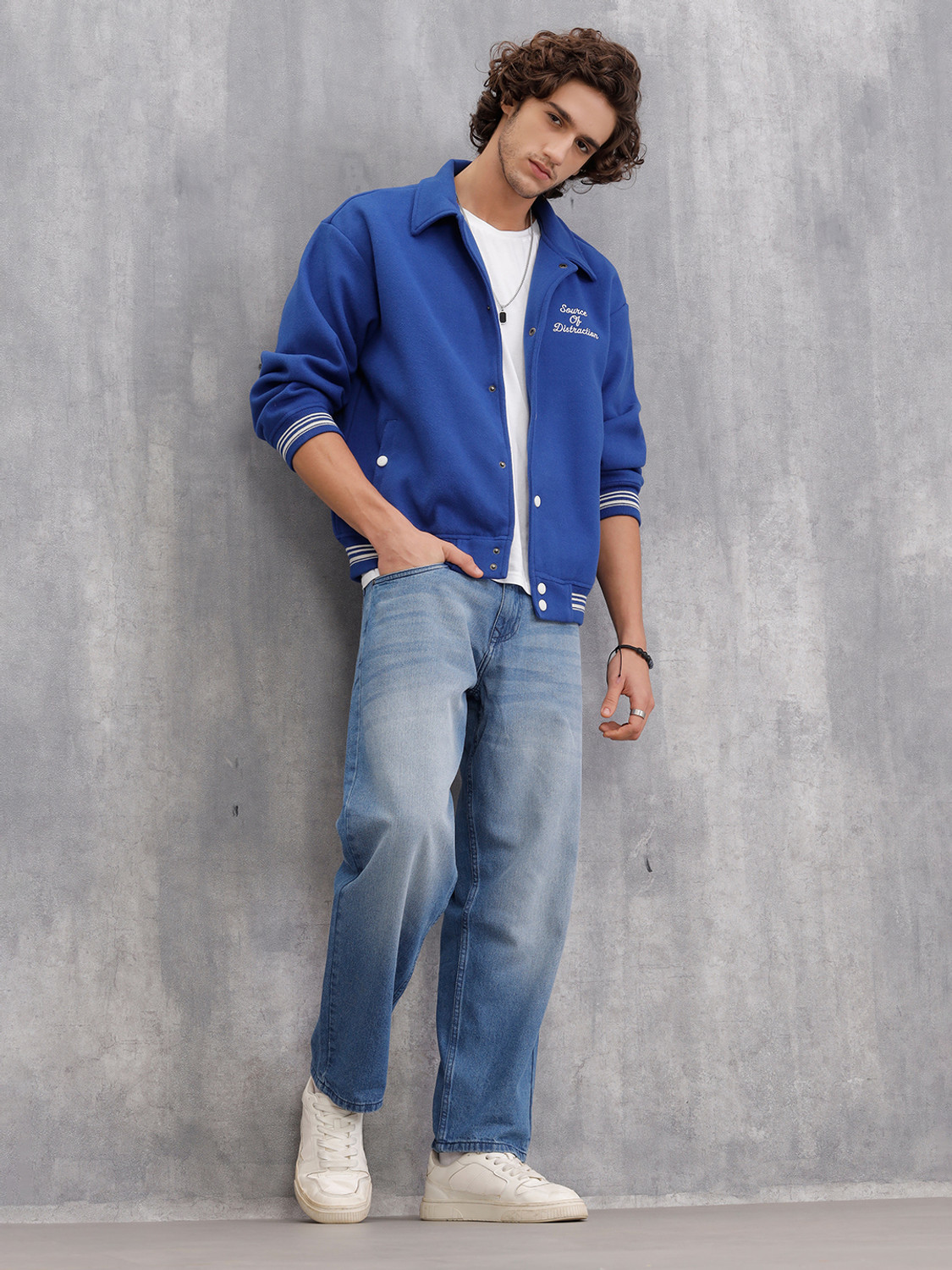 Image of WROGN Loose Fit Men Blue Jeans