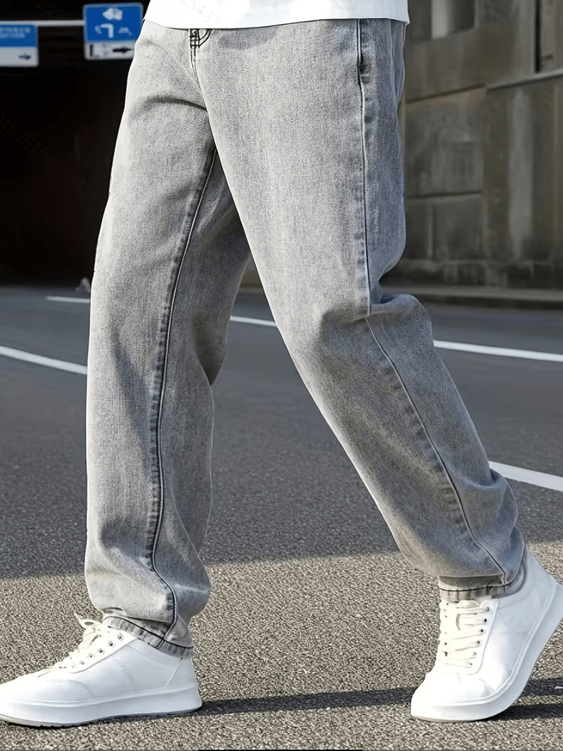 Image of DENIM4MEN Straight Fit Men Grey Jeans