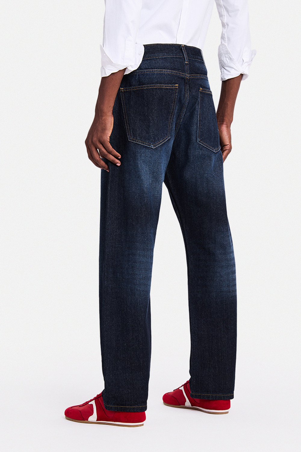 Image of Snitch Men Straight Fit Mid Rise Dark Blue Jeans