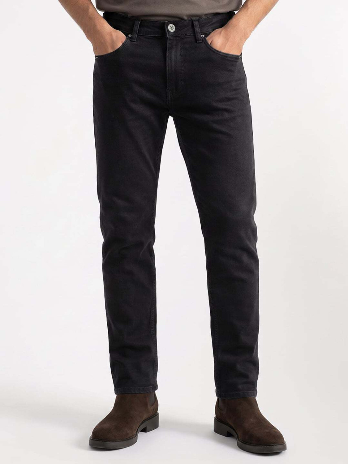 Image of Spykar Men Slim Low Rise Black Jeans
