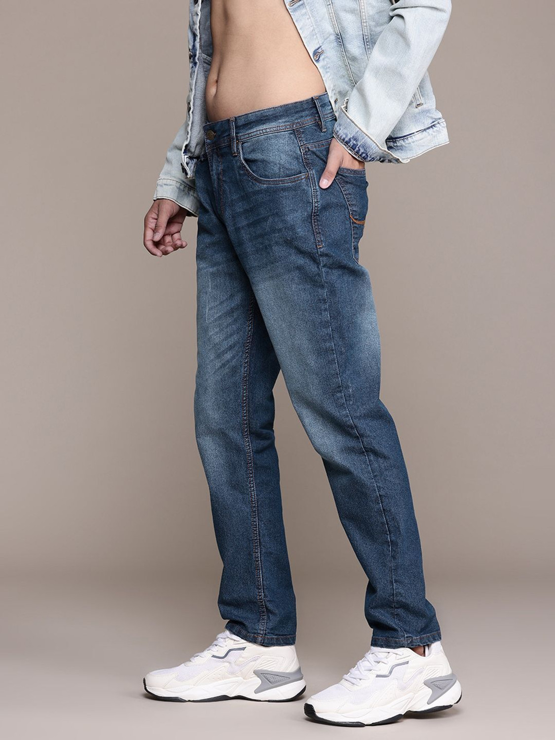 Image of Roadster Tapered Fit Men Blue Jeans