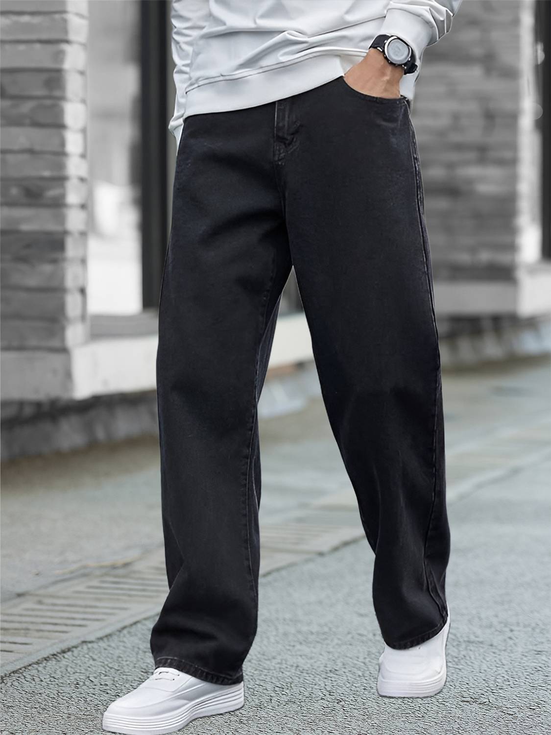 ANGERHOOD Loose Fit Men Grey Jeans