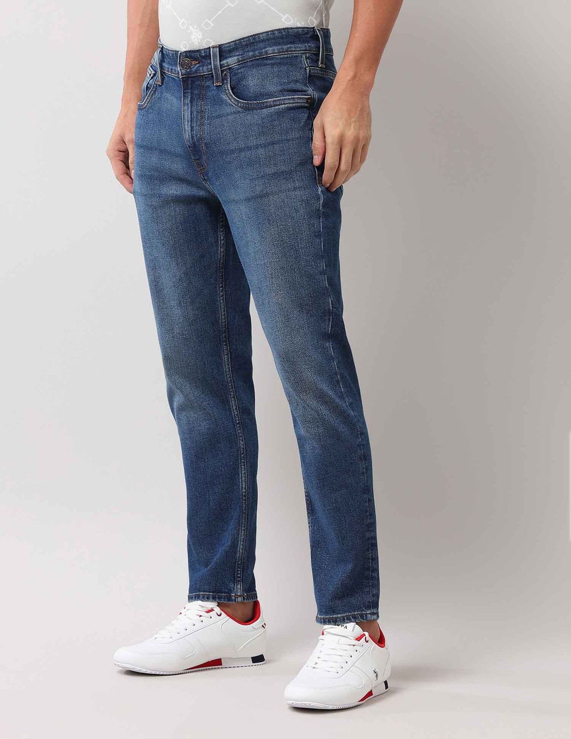 Image of U.S. POLO ASSN. Tapered Fit Men Blue Jeans