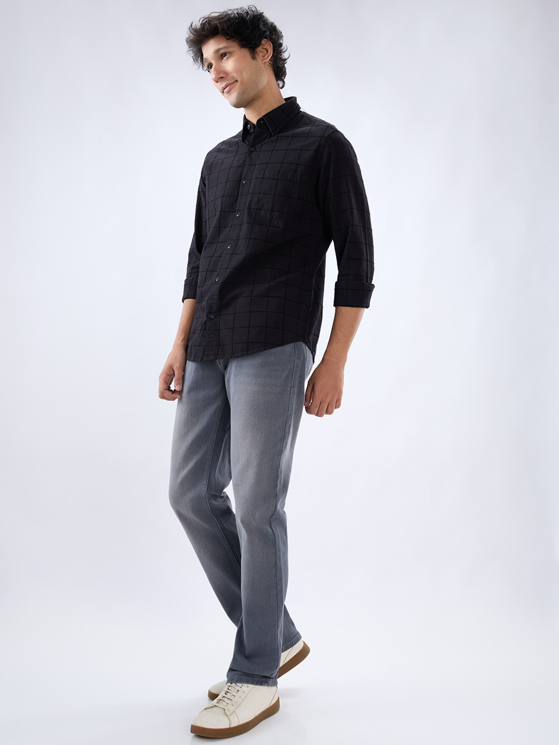 Image of Spykar Regular Men Grey Jeans