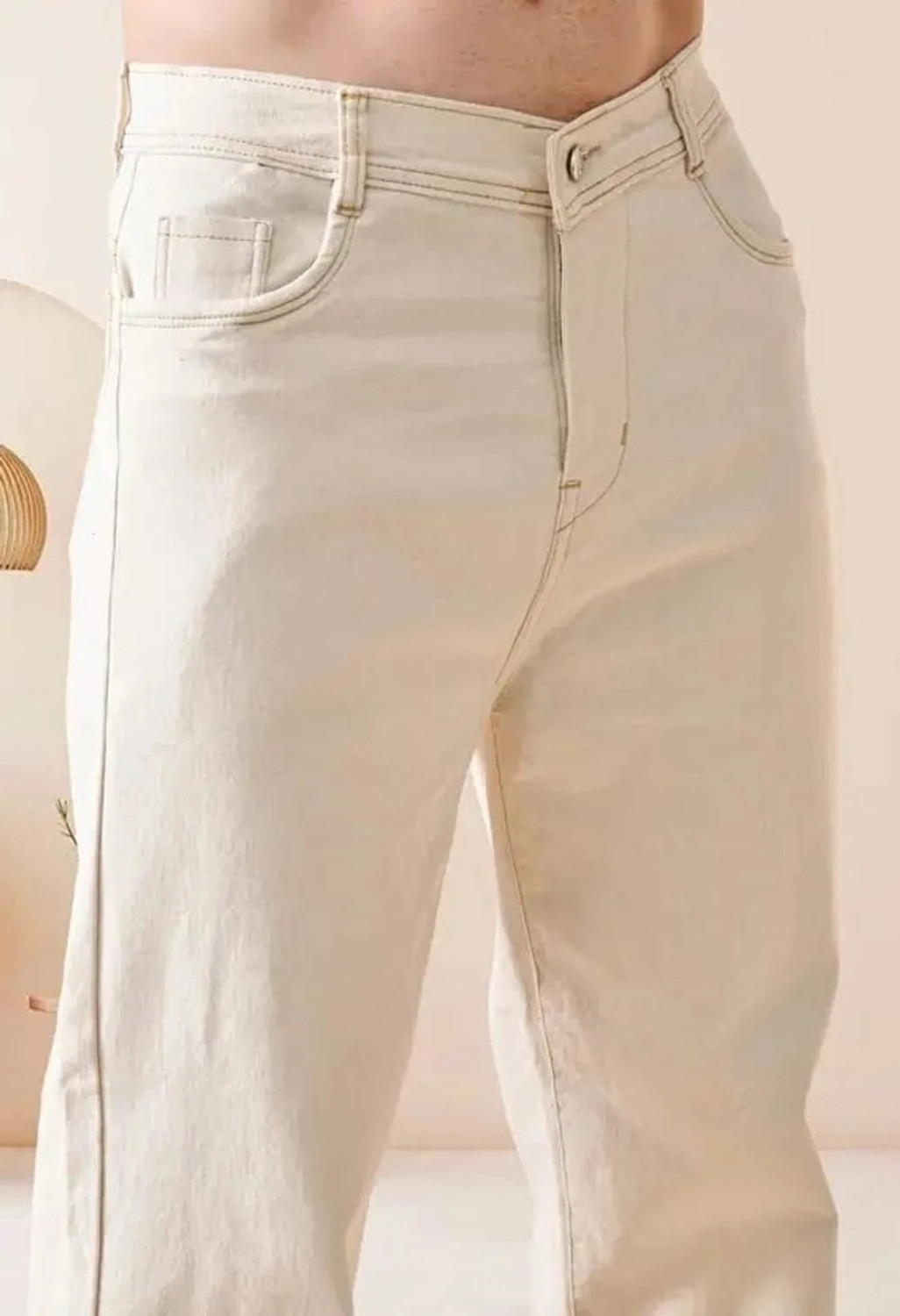 Image of Clyver Straight Fit Men Beige Jeans