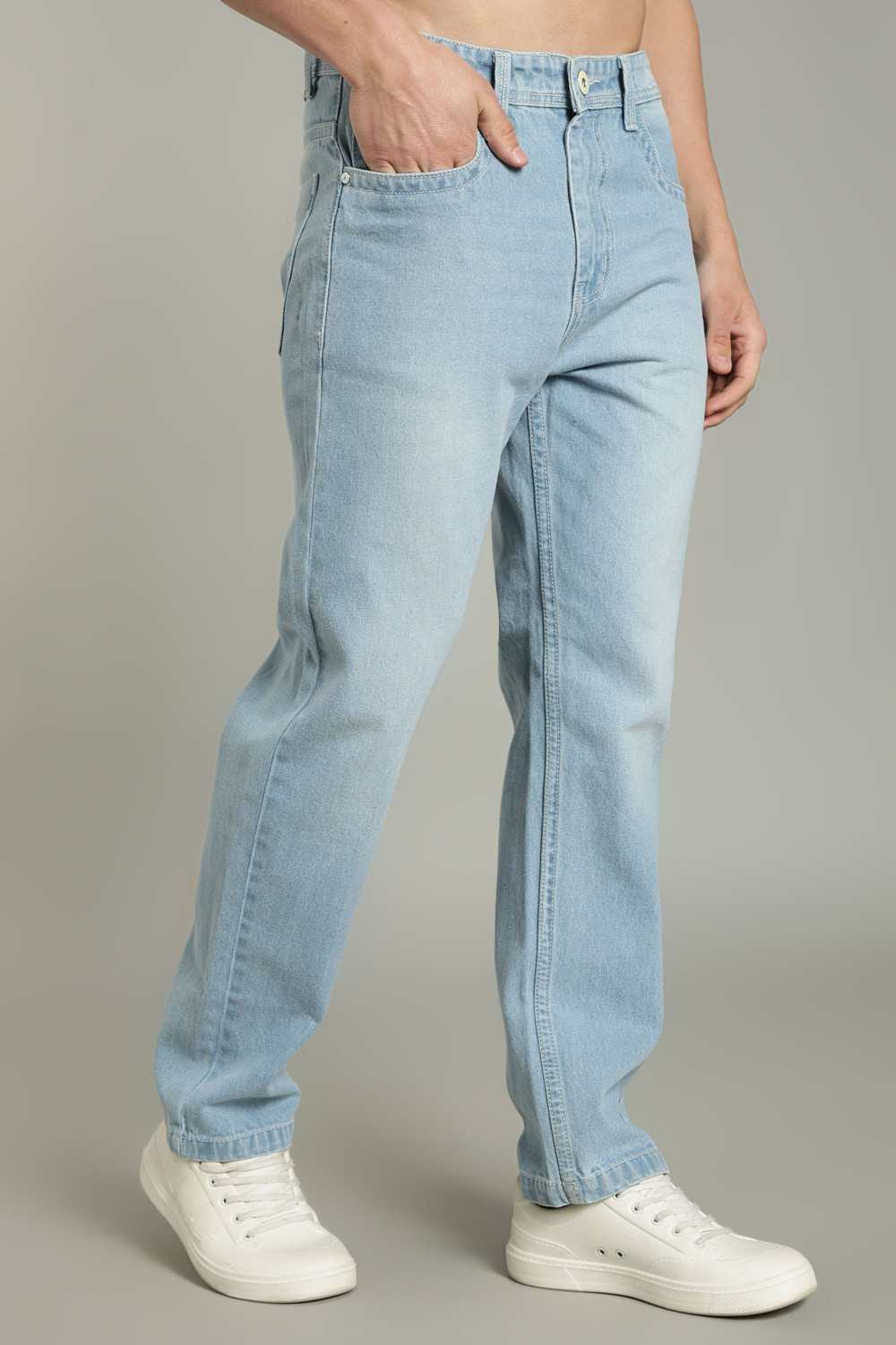 Image of Color Hunt Straight Fit Men Light Blue Jeans