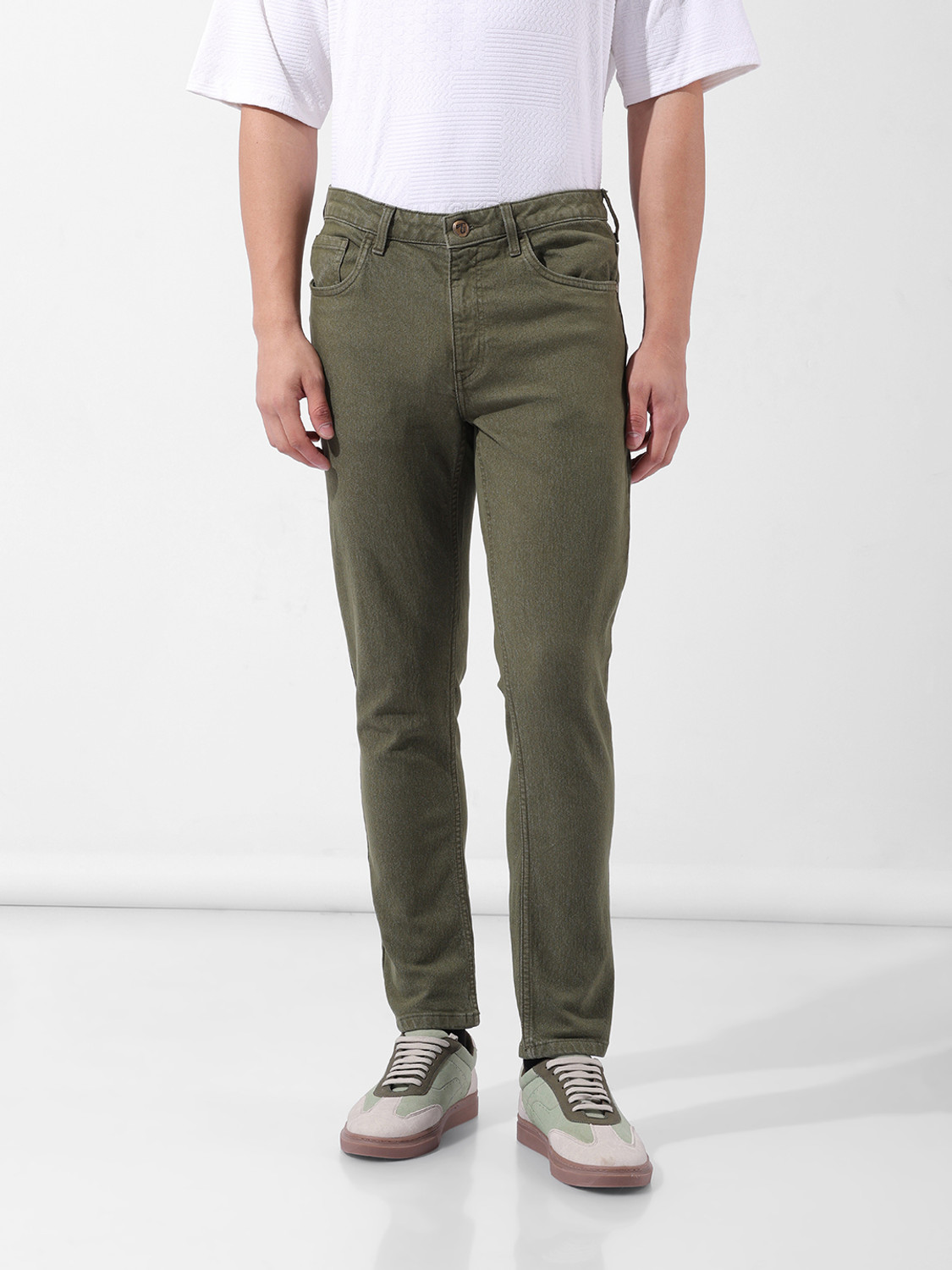 Image of The Indian Garage Co. Slim Men Green Jeans