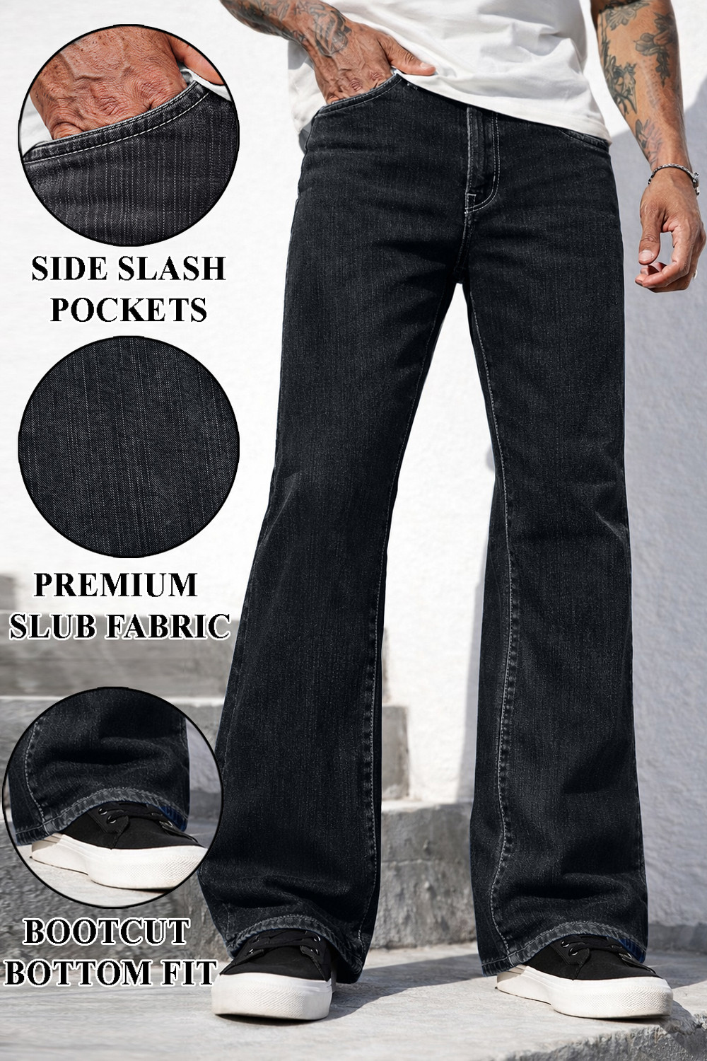 Image of METRONAUT Boot-Leg Men Black Jeans