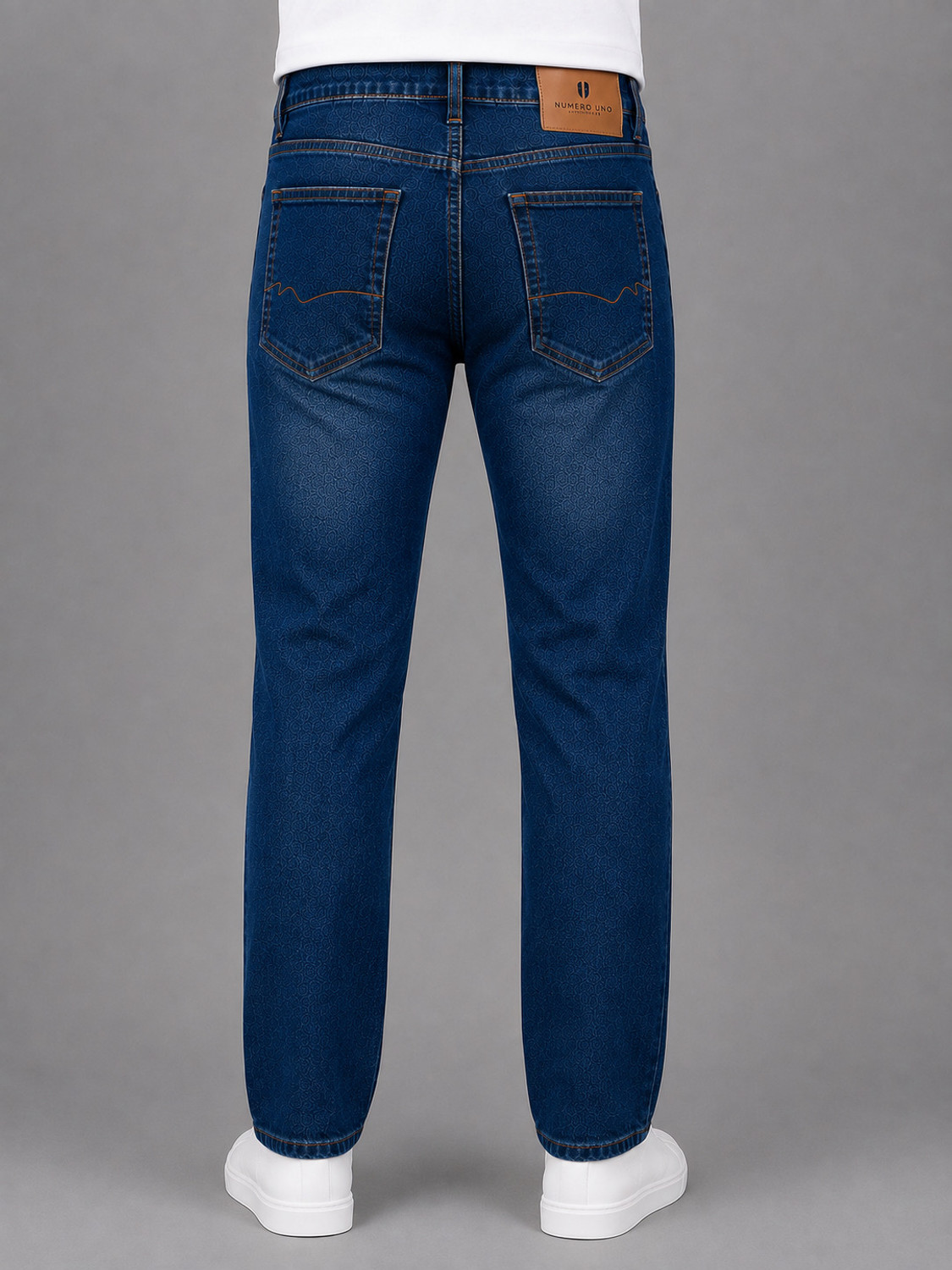 Image of NUMERO UNO Men Slim Mid Rise Blue Jeans