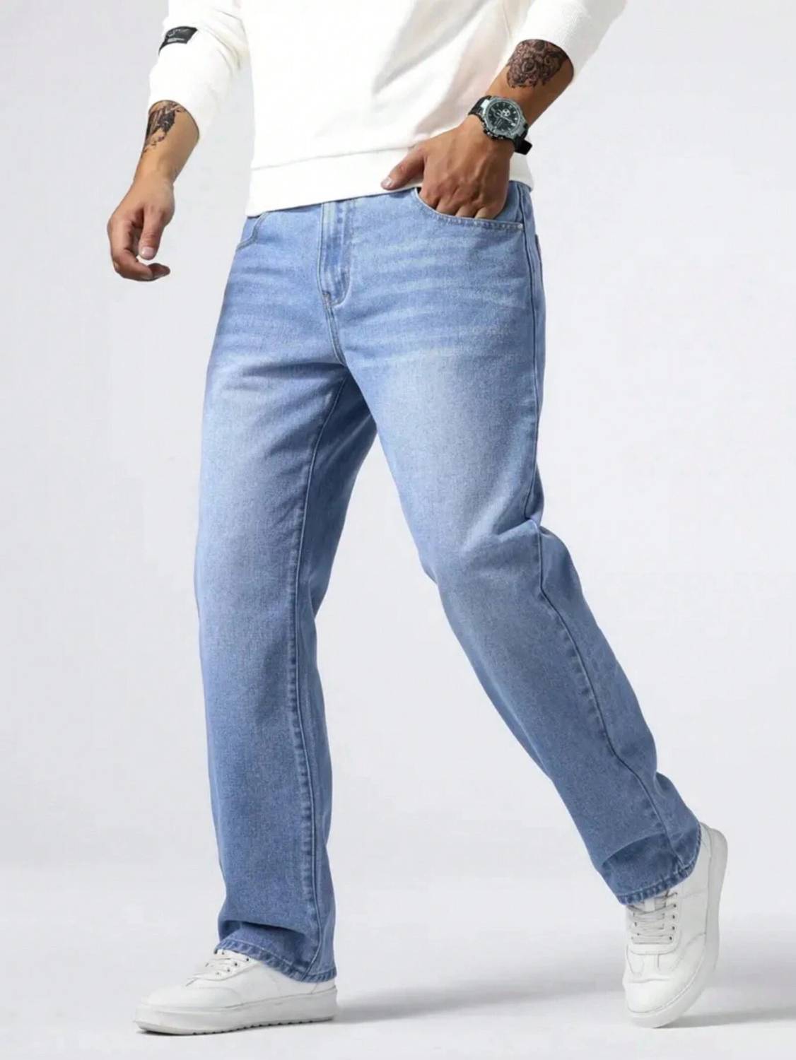 Tashanbaaz Straight Fit Men Light Blue Jeans - Image 4