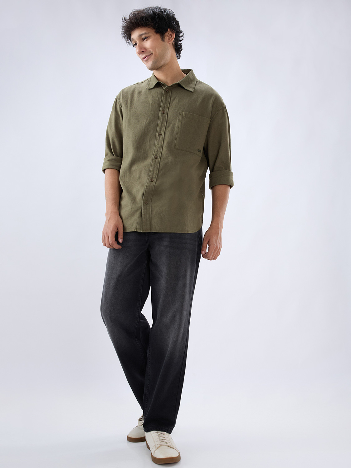 Image of Spykar Loose Fit Men Black Jeans