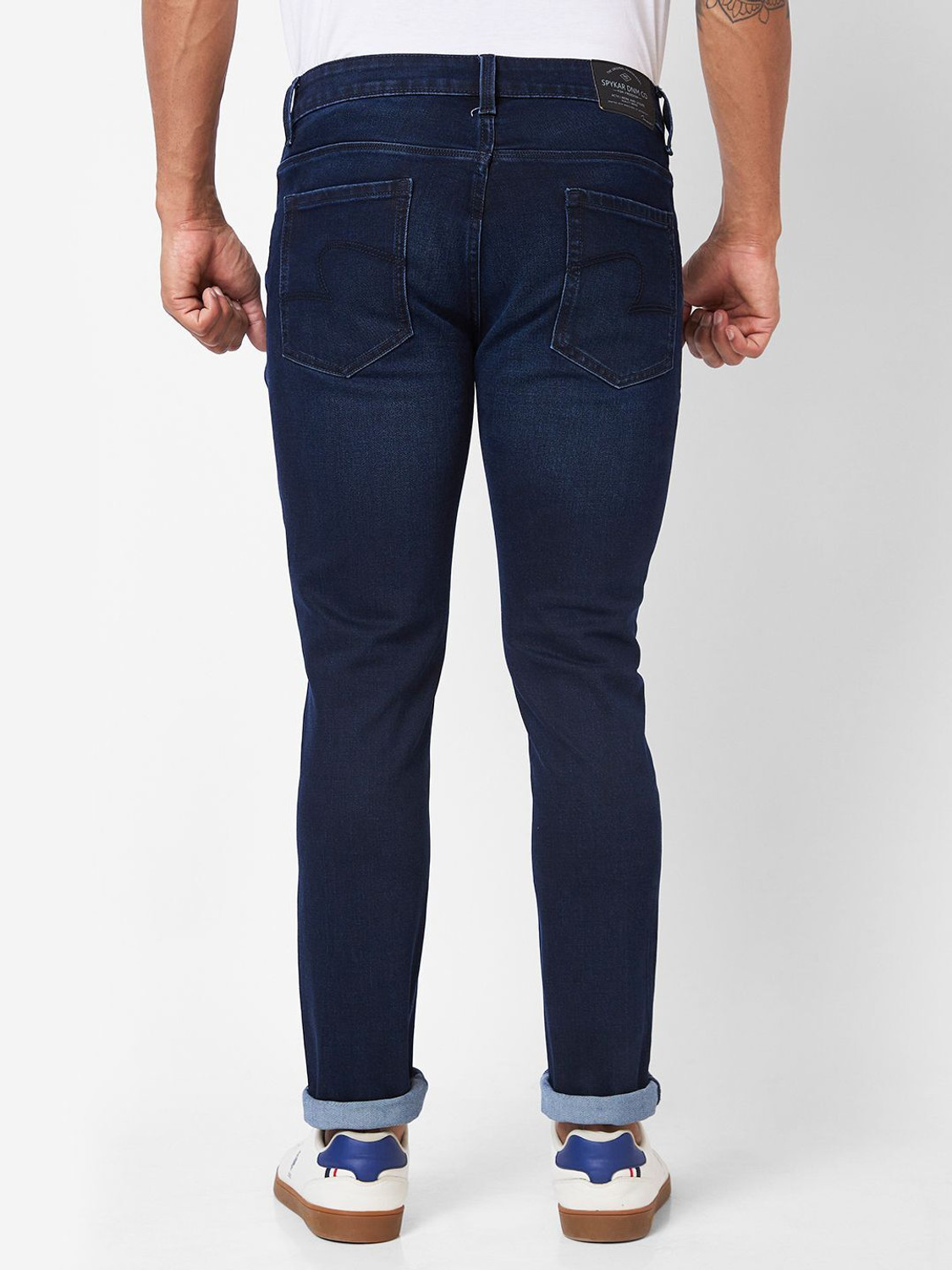 Image of Spykar Slim Men Dark Blue Jeans