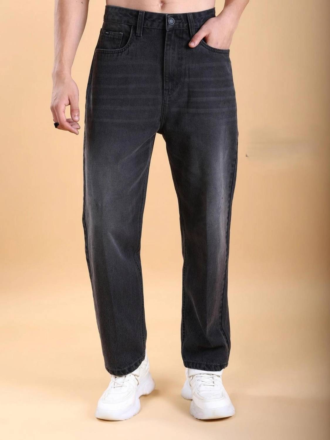 SHIMTEC Straight Fit Men Black Jeans