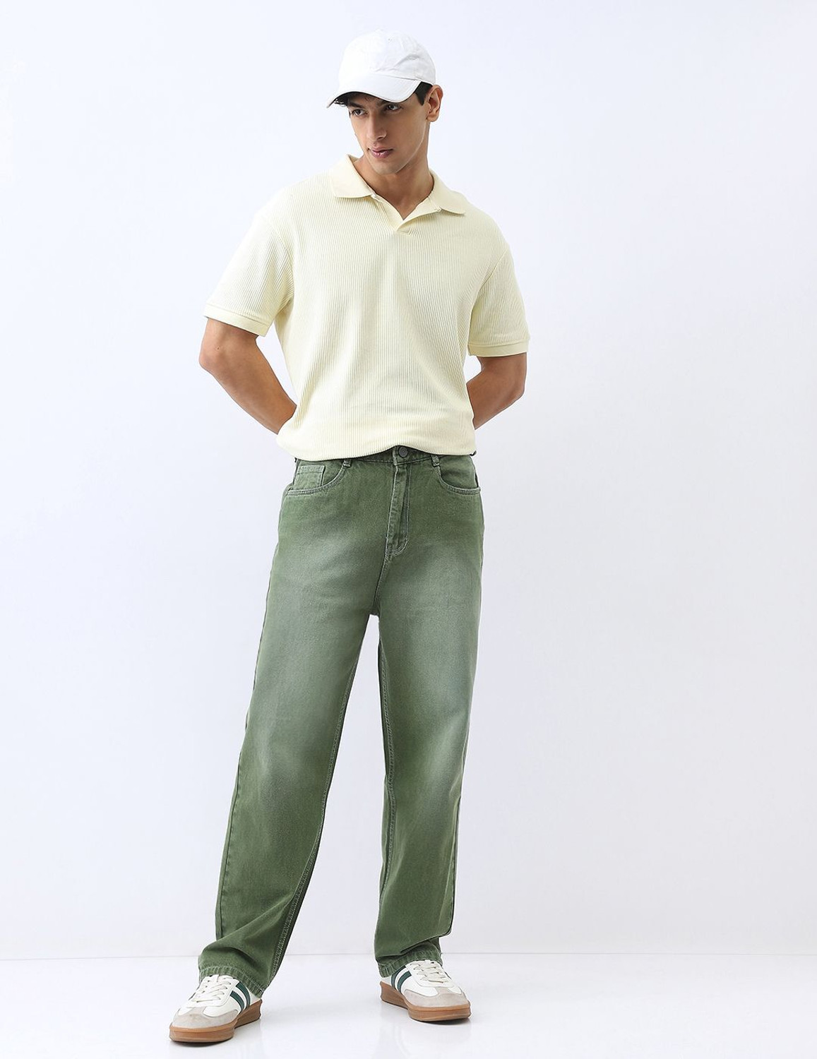 Image of Urbano Fashion Loose Fit Men Dark Green Jeans