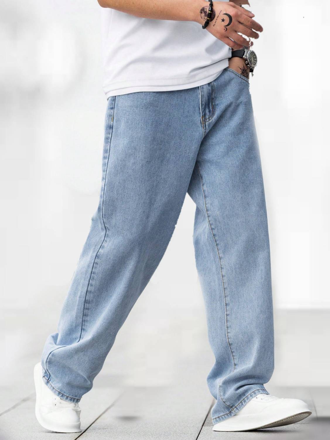 PRJ IN STYLE Loose Fit Men Light Blue Jeans - Image 4
