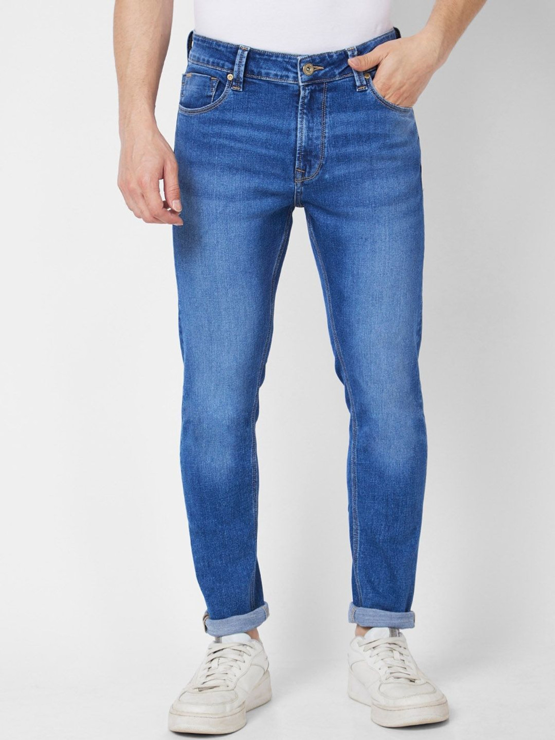 Image of Spykar Skinny Men Blue Jeans