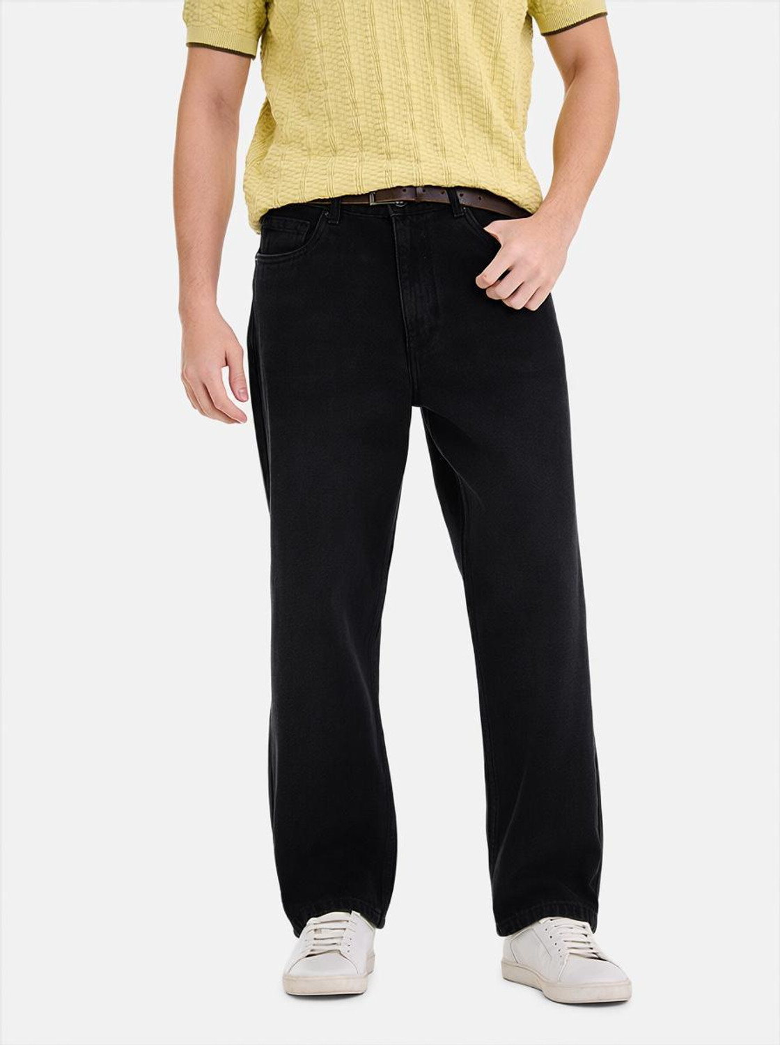 Snitch Baggy Fit Men Black Jeans