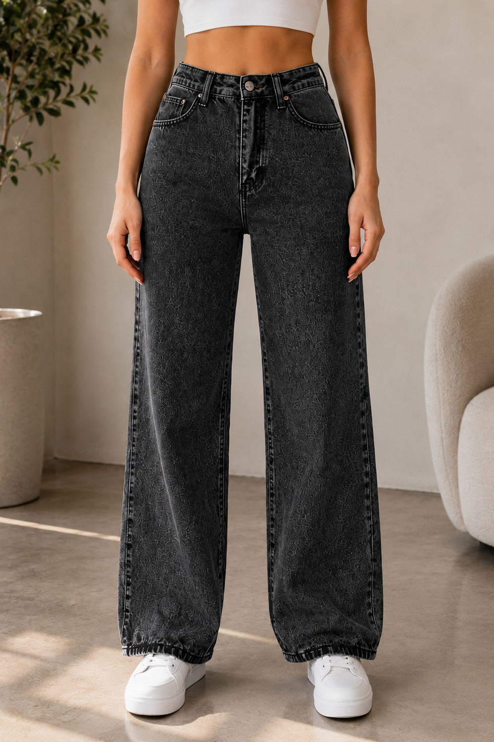 Image of KOTTY Straight Fit Women Grey Jeans